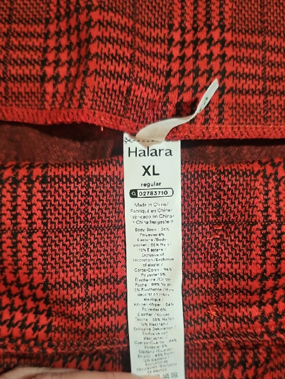HALARA Red Plaid Skinny Pants - Picture 2 of 3